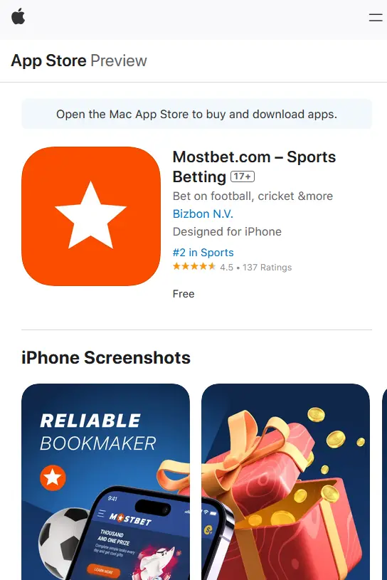 Installation Mostbet via AppStore