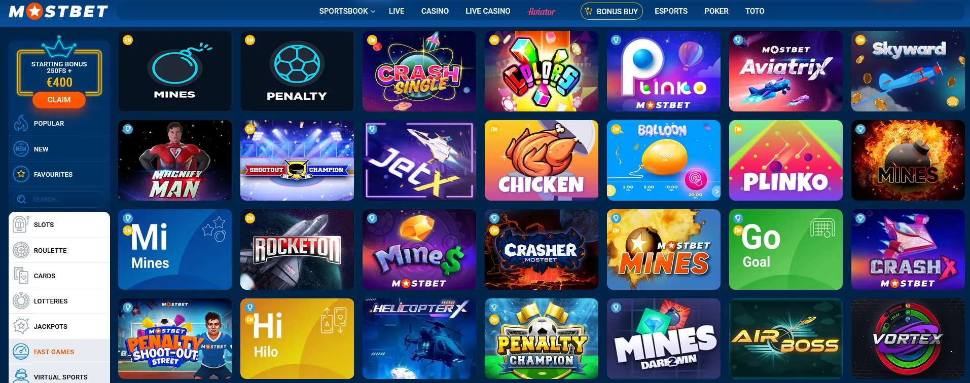 Fast Games at Mostbet