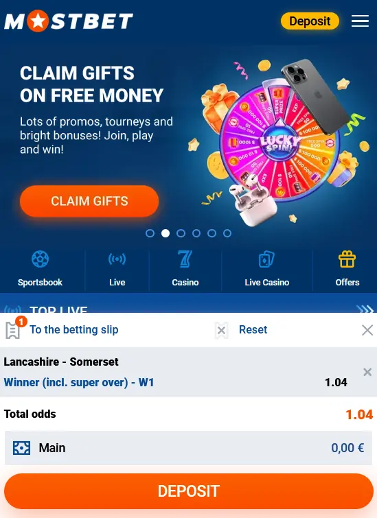 How to place a bet in the app